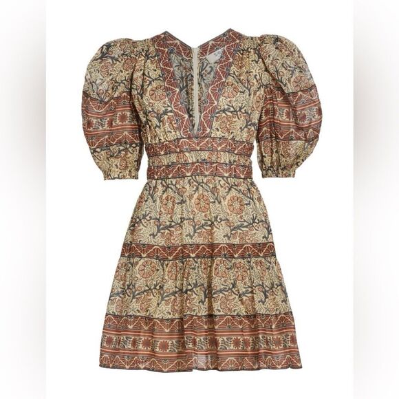 Sea New York Marlee Puff-Sleeve Dress Color: CLAY 
Size: Small NWT - Picture 1 of 5